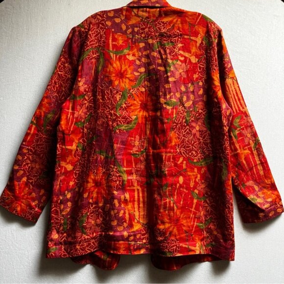 Vintage Origins Vibrant Red and Orange Linen Blazer Jacket Sz 12 - Picture 2 of 11
